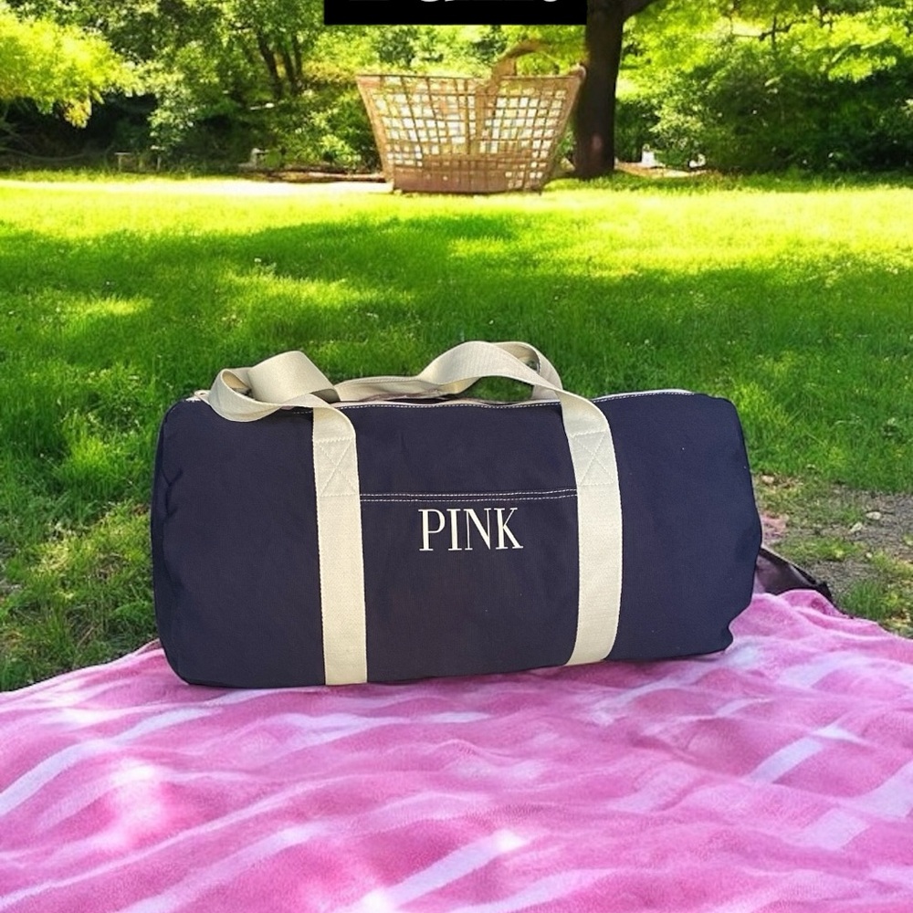 PINK Victoria's Secret Navi blue and Cream Shoulder Bag
